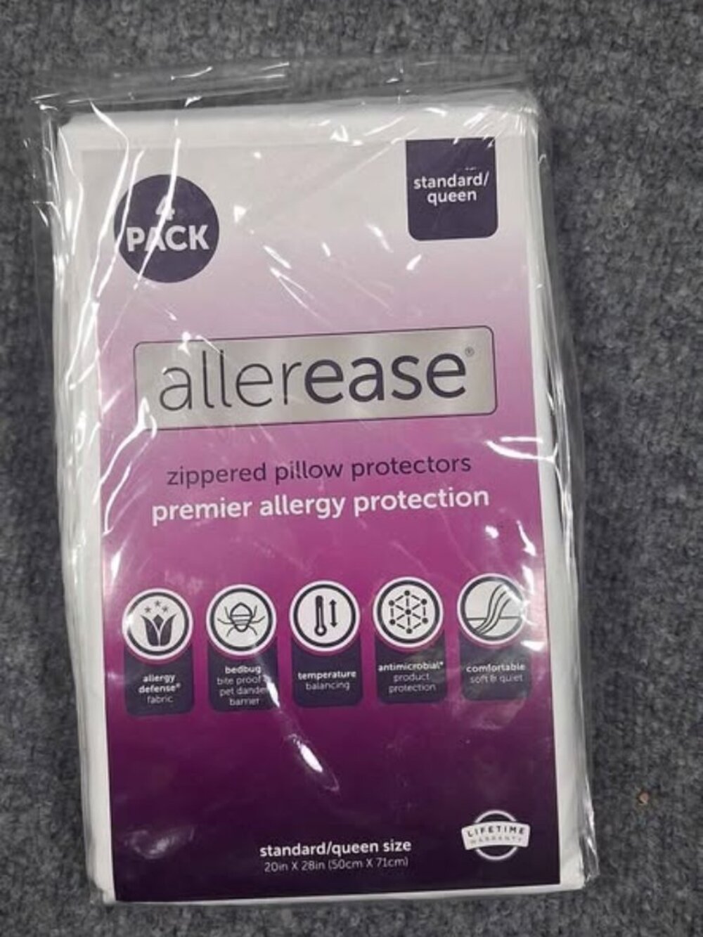 Allerease 4-Pack Zippered Pillow Protectors Standard/Queen